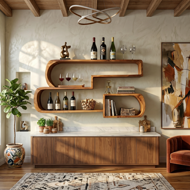 Industrial Wall Wine Rack For Living Lounge Beverage Placement