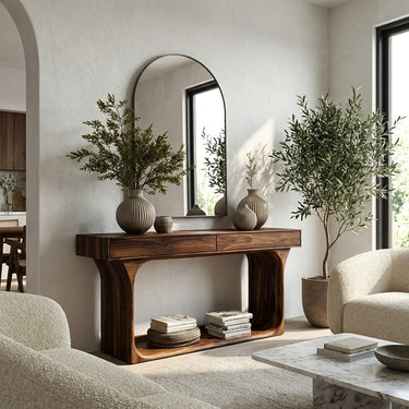 Modern Console Table With Rounded Base Frame For Home
