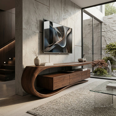 Minimalist Curved TV Console For Living Room