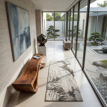 Contemporary Curved Wooden Bench For Corner Living Room