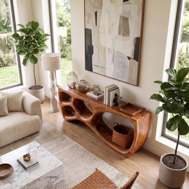 Japandi Sculptural Console Table For Entryway Living Room