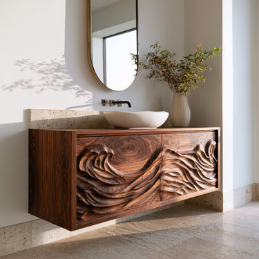 Luxury Ocean Wave Floating Bathroom Vanity For Modern Bathroom
