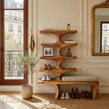 Japandi Shoe Organizer Rack For Entryway Foyer Storage Section