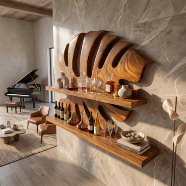 Handcrafted Wall Wine Rack For Entryway Beverage Showcase Unit