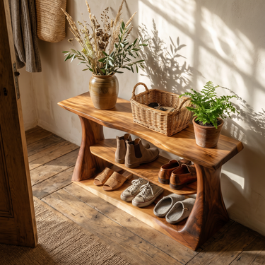 Rustic Shoe Rack Shelf For Entryway Hallway Mudroom Storage Zone