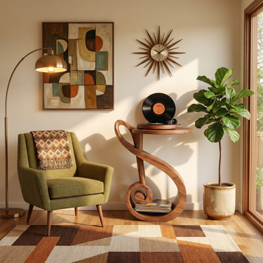 Organic Modern Vinyl Record Stand For Music Room