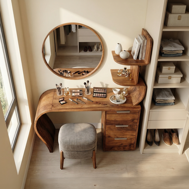 Boho Makeup Vanity Desk Bedroom Dressing Area Beauty Space