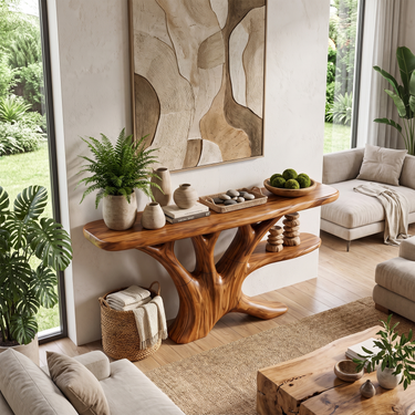 Nature Inspired Console Table For Entryway Bedroom