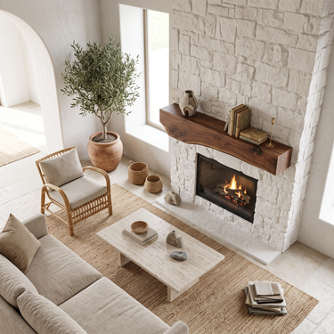 Rustic Fireplace Mantel Beam For Holiday Decoration