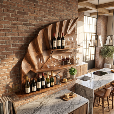 Industrial Wall Wine Stand For Loft Bar Storage Section