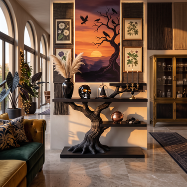 Contemporary Twisted Root Display Table For Gothic Halloween Furniture