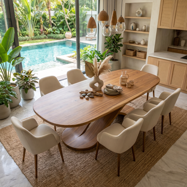 Oval Entertaining Table For Tropical Dining Room