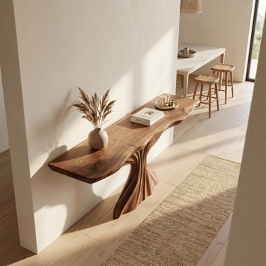 Rustic Wave Console Table For Foyer Entryway