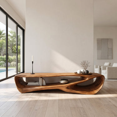 Minimal Curved Wall Mounted TV Console For Living Room