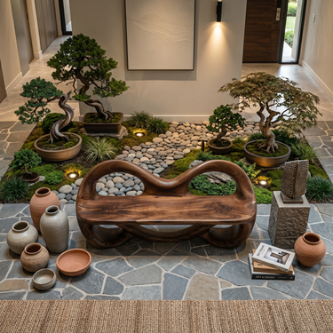 Sculptural Entrance Bench For Luxury Entryway Decor