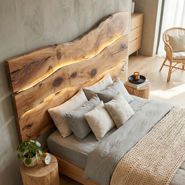 Modern Live Edge Headboard For Luxury Bedroom Interior Decor