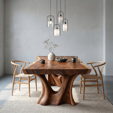Modern Dining Table With Two Sculpted Legs For Dining Room