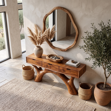 Modern Sculptural Console Table For Entryway Living Room