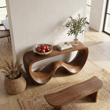 Organic Modern Sculptural Console Table For Living Room