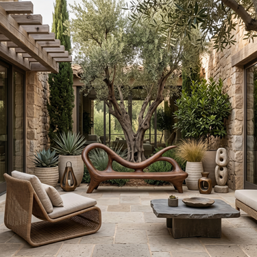 Modern Entryway Bench With Sculptural Form For Contemporary Interiors