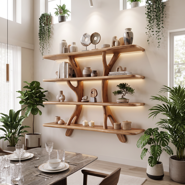 Rustic Live Edge Floating Shelves for Guest Bathroom
