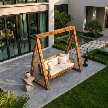 Freestanding Wooden Garden Swing Luxury Outdoor Living