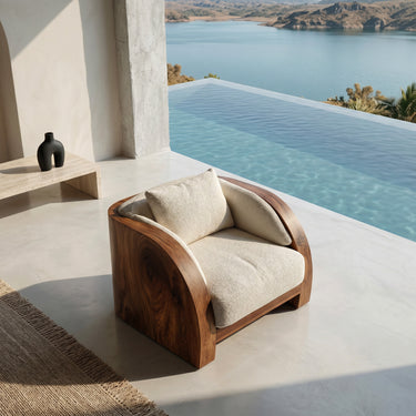 Minimalist Curved Frame Armchair For Contemporary Home