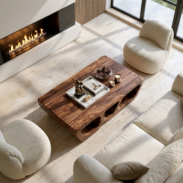Mid Century Block Coffee Table Lounge Area