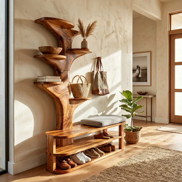 Industrial Shoe Rack Shelf For Loft Entryway Hallway Placement