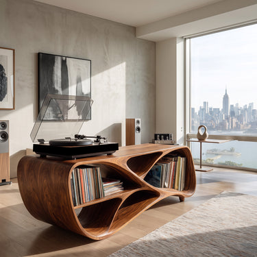 Contemporary Wooden Record Player Console For Living Room