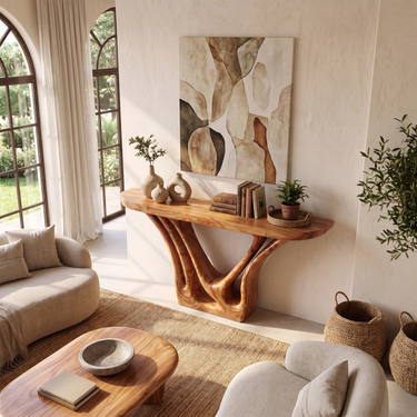 Coastal Organic Console Table For Hallway Living Room