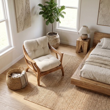 Tropical Modern Boucle Lounge Chair For Patio Sunroom