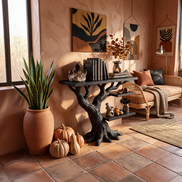 Mid Century Branchwork Sofa Table For Witchy Halloween Interior
