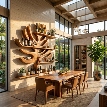 Handcrafted Wall Wine Holder For Dining Room Beverage Showcase