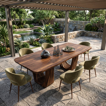 Organic Fluted Pedestal Dining Table For Contemporary Dining Room