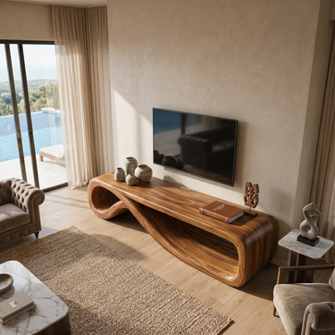 Modern Entertainment Center Sculptural Wood Furniture