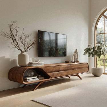 Mid Century Wooden TV Console For Living Room