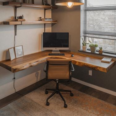 Modern Live Edge Corner Desk For Home Office