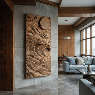 Organic Sculptural Wave Wooden Wall Art For Wall Decor
