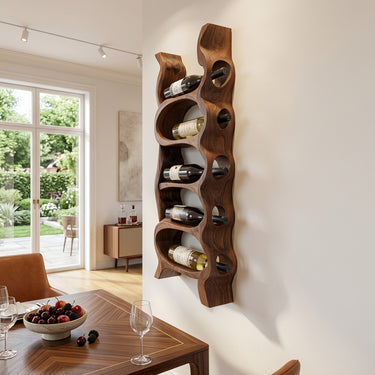 Organic Natural Wood Wine Rack For Kitchen Wall Storage