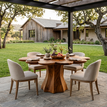 Modern Wooden Dining Table With Petal Top For Dining Area