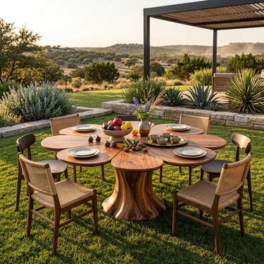 Modern Wooden Dining Table With Flower Shape For Kitchen