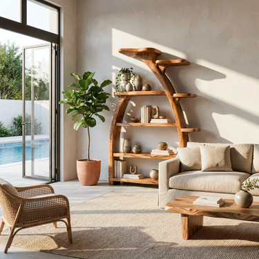 Organic Wooden Bookshelf Tree Inspired For Living Room