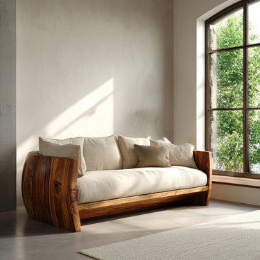 Minimalist Natural Wood Sofa For Living Room