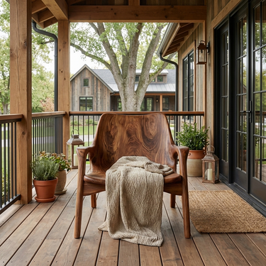 Mid Century Wooden Chair For Porch Or Entryway