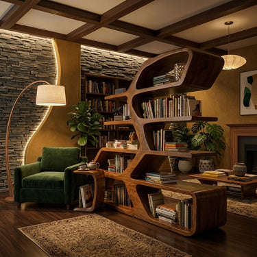 Modern Sculptural Bookshelf For Living Room Decor