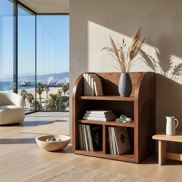 Organic Wooden Magazine Rack With Multi Compartments For Home