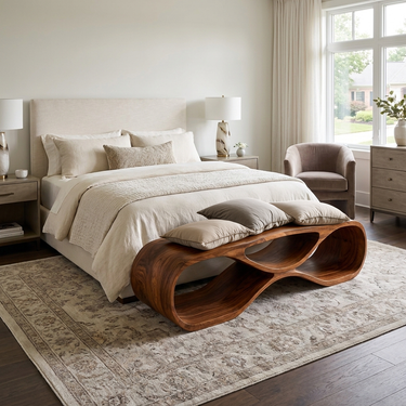 Wooden Bench Organic Sculptural Design For Home