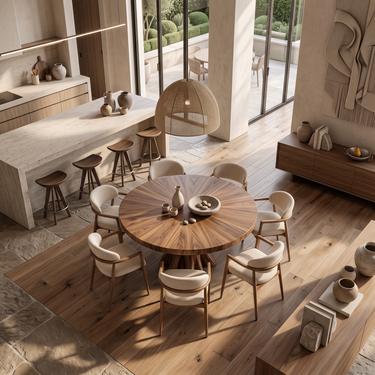 Modern Round Dining Table Organic Cluster Pedestal For Contemporary Kitchen