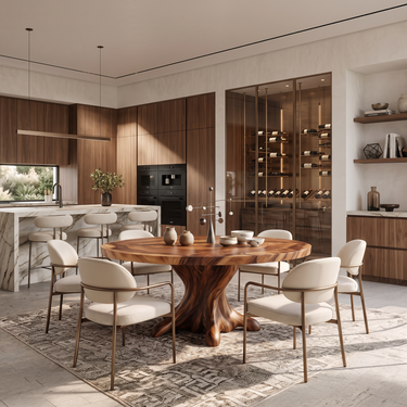 Contemporary Wooden Round Dining Table For Sophisticated Dining Room
